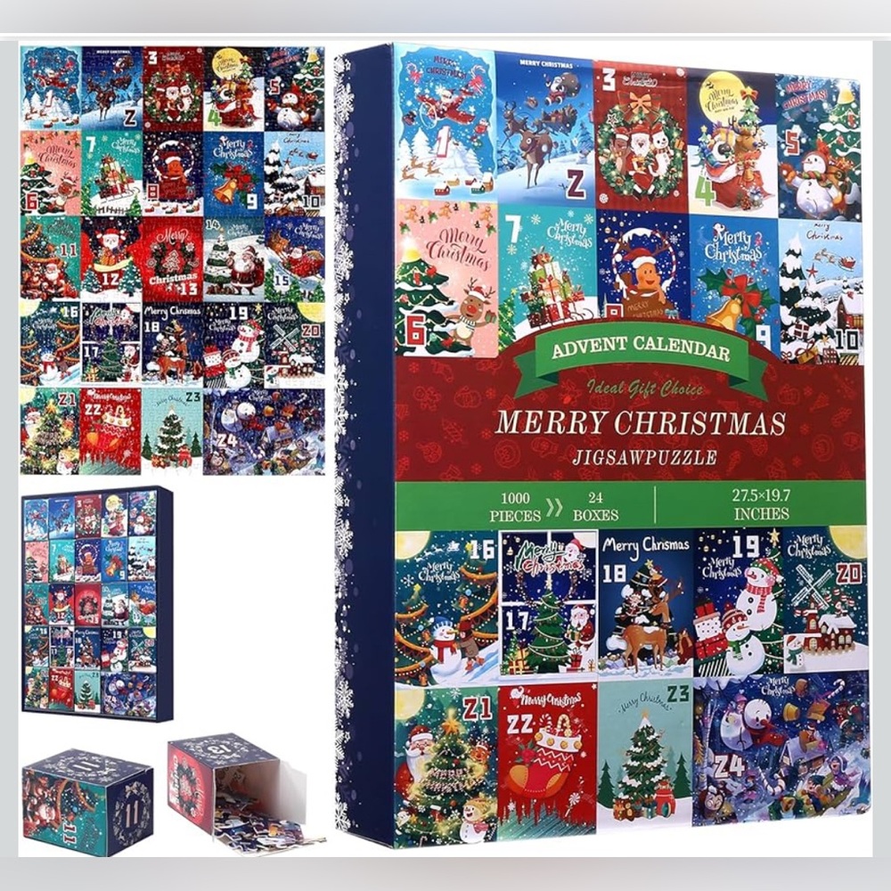 Merry Christmas Advent Calendar Jigsaw Puzzle 1000 pieces